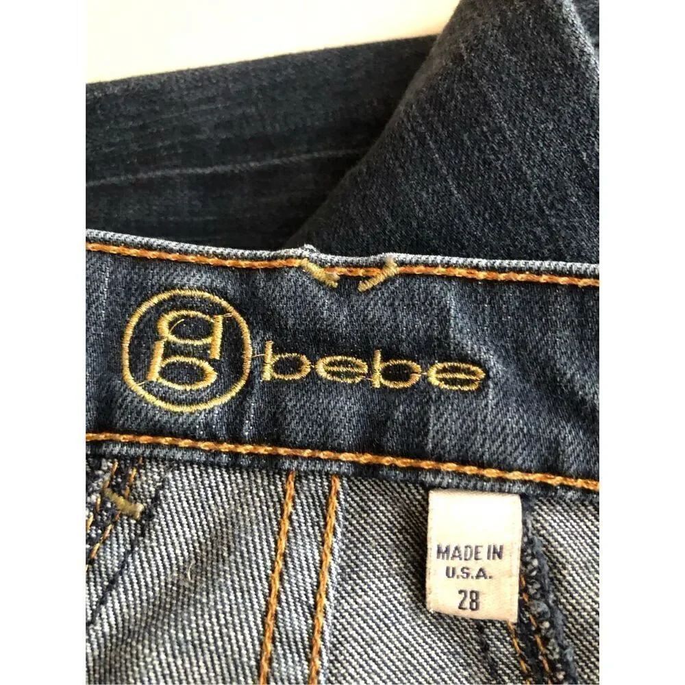 Bebe Flare Jeans Womens 28 Blue Stretch Denim High Waist USA - Picture 14 of 14